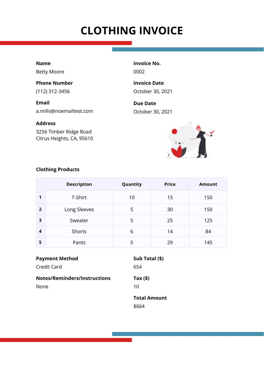 shirt invoice template