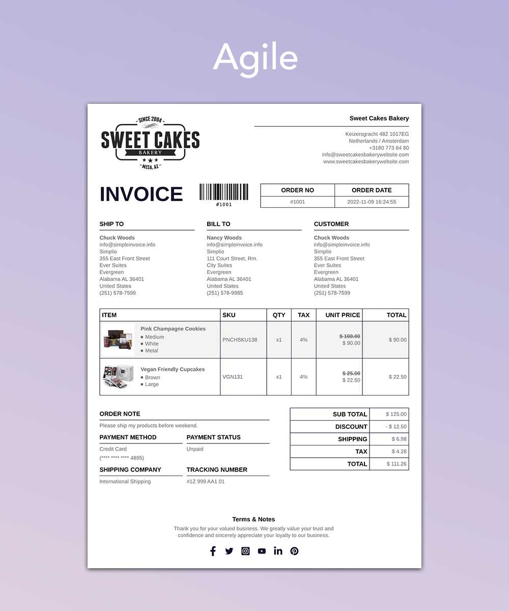 shopify order printer invoice template