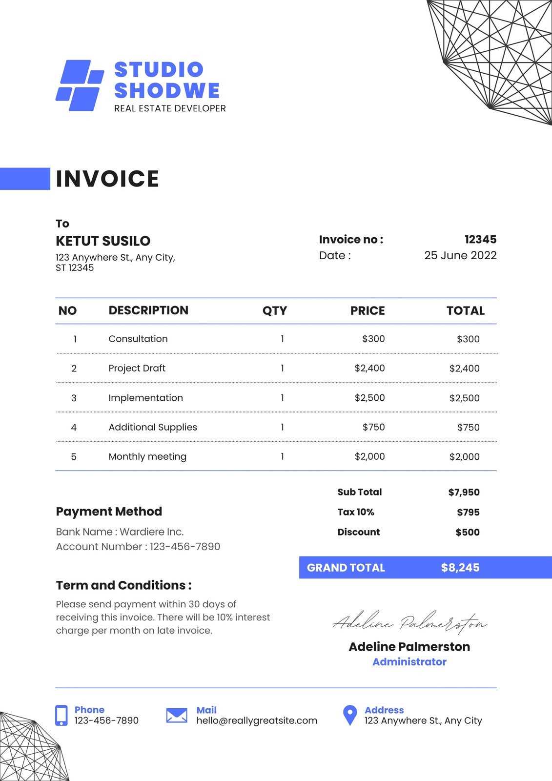 simple contractor invoice template