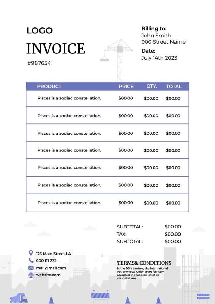 simple contractor invoice template