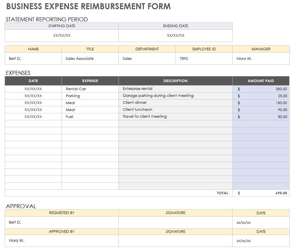 reimbursement invoice template