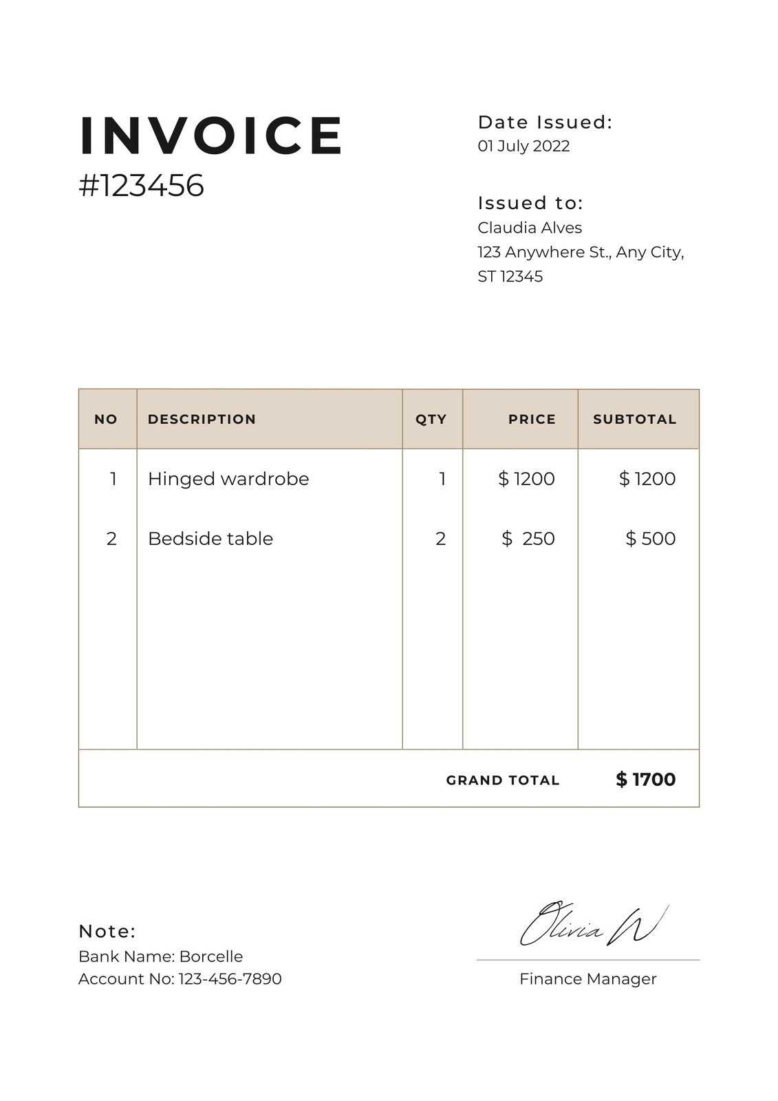 invoice template without tax