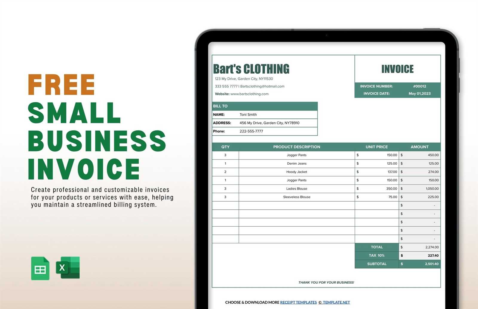 small invoice template