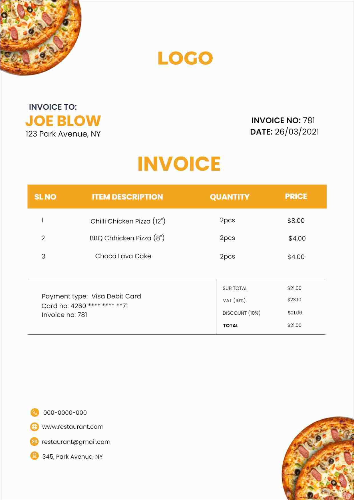 italian invoice template