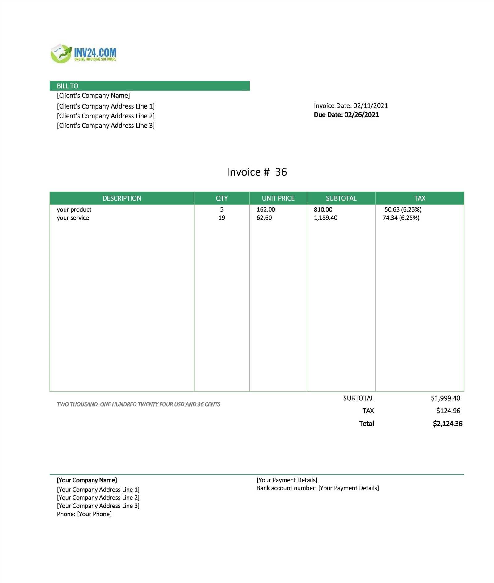 software invoice template excel