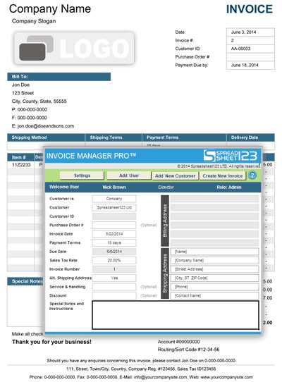 software invoice template excel