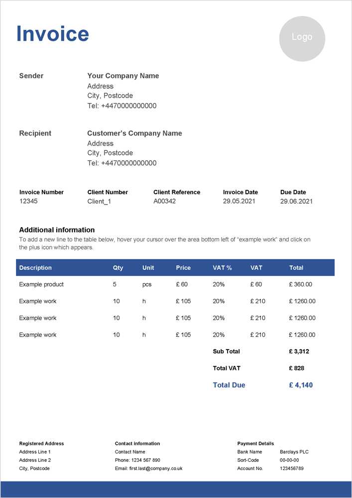 sole trader invoice template uk excel