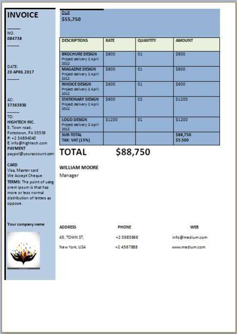 freelance hourly invoice template