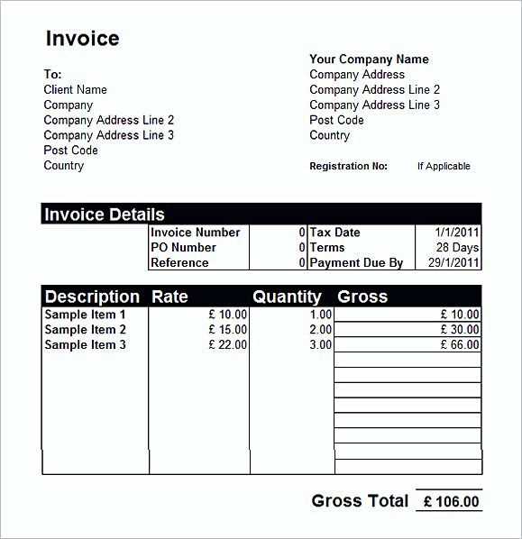 standard invoice template