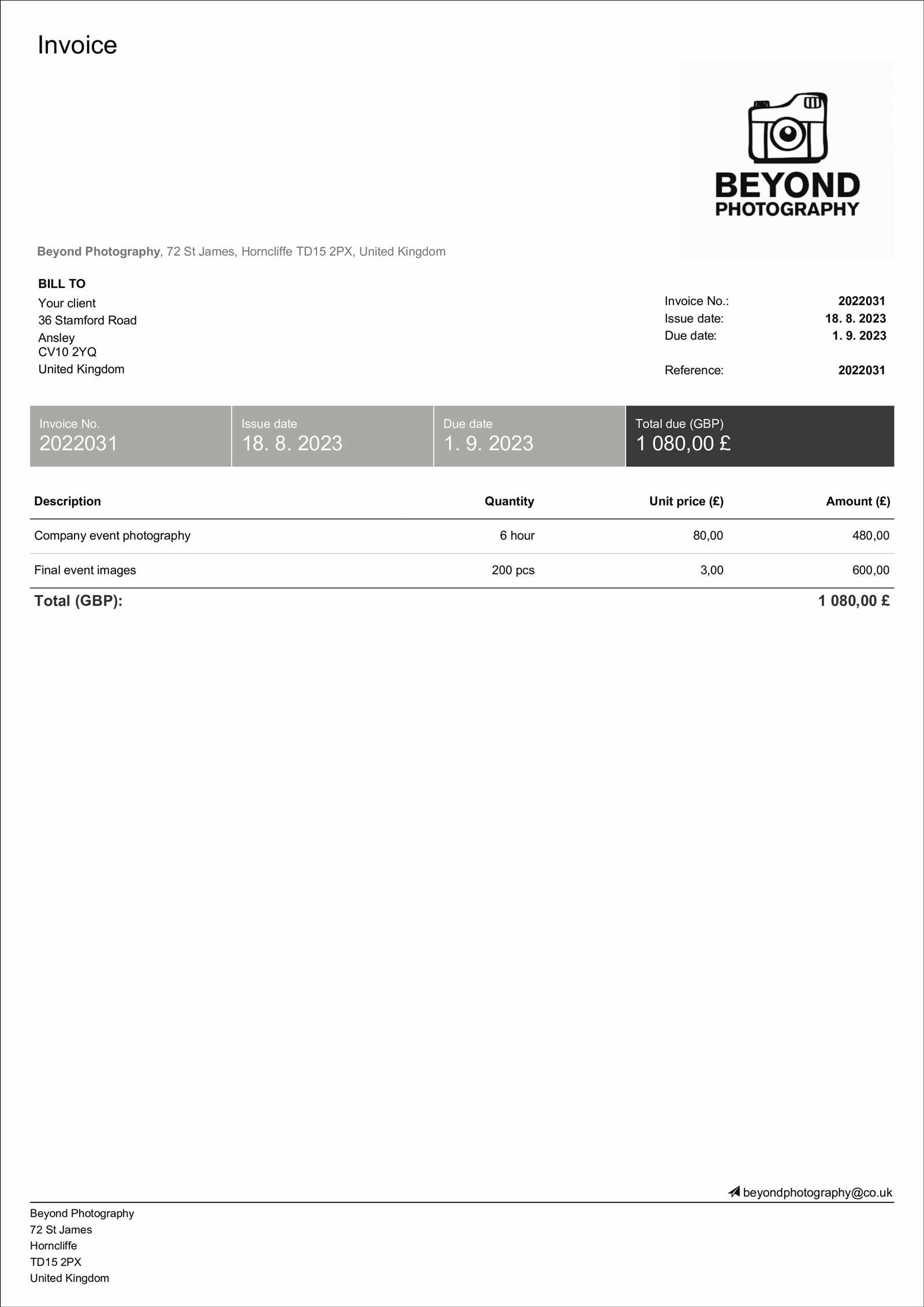 self employed invoice template uk