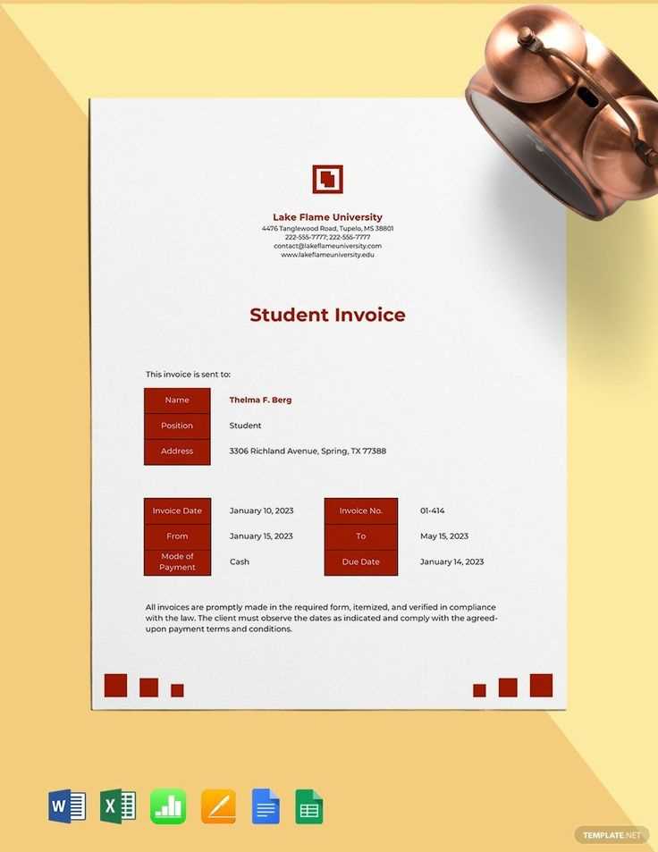 student invoice template