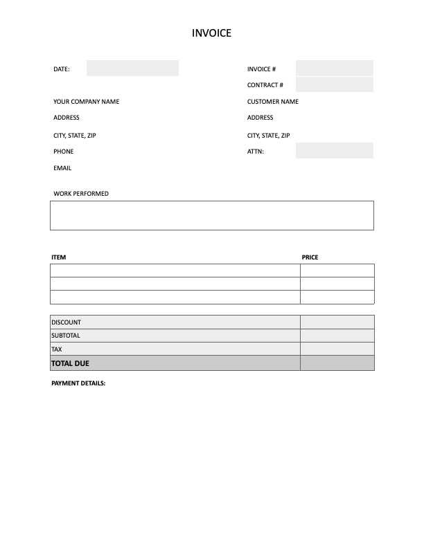 sub contractor invoice template