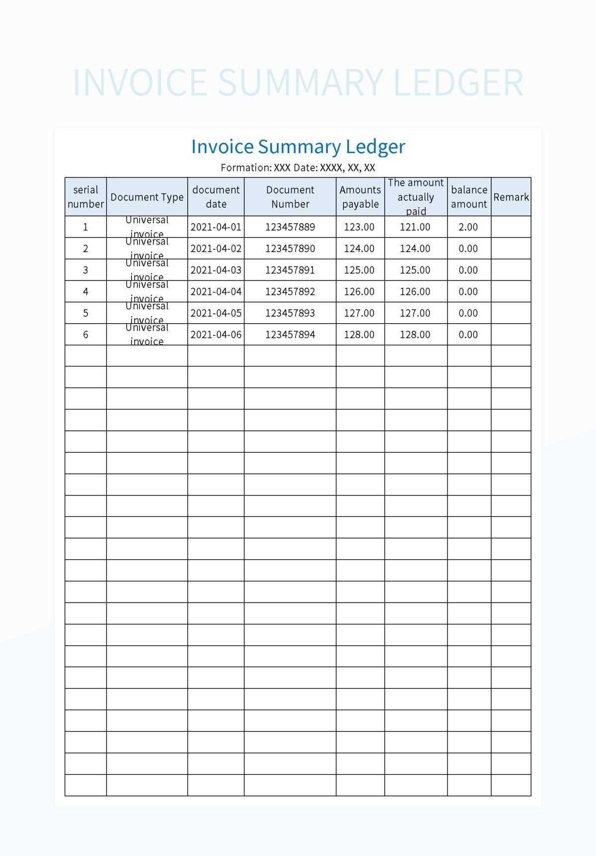 summary invoice template