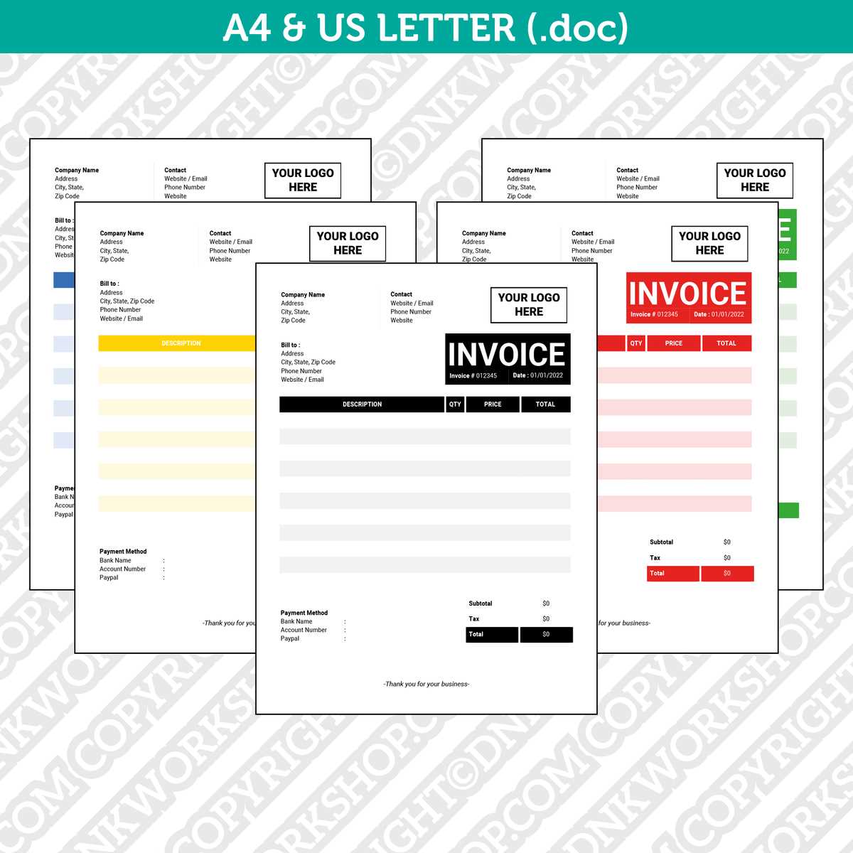 letter invoice template