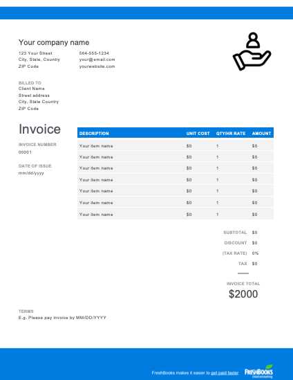 template for invoice for services