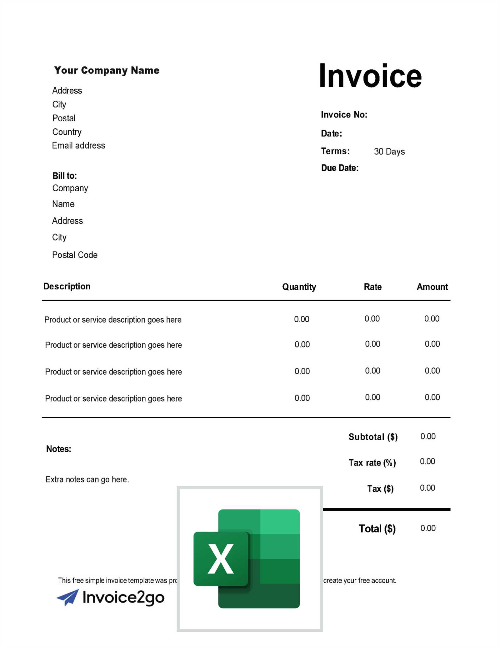 template sample invoice