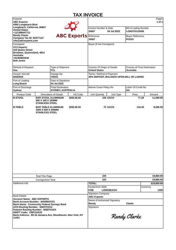 cra compliant invoice template