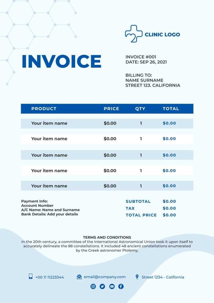 invoice template medical