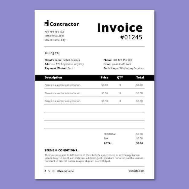 invoice template for contractor