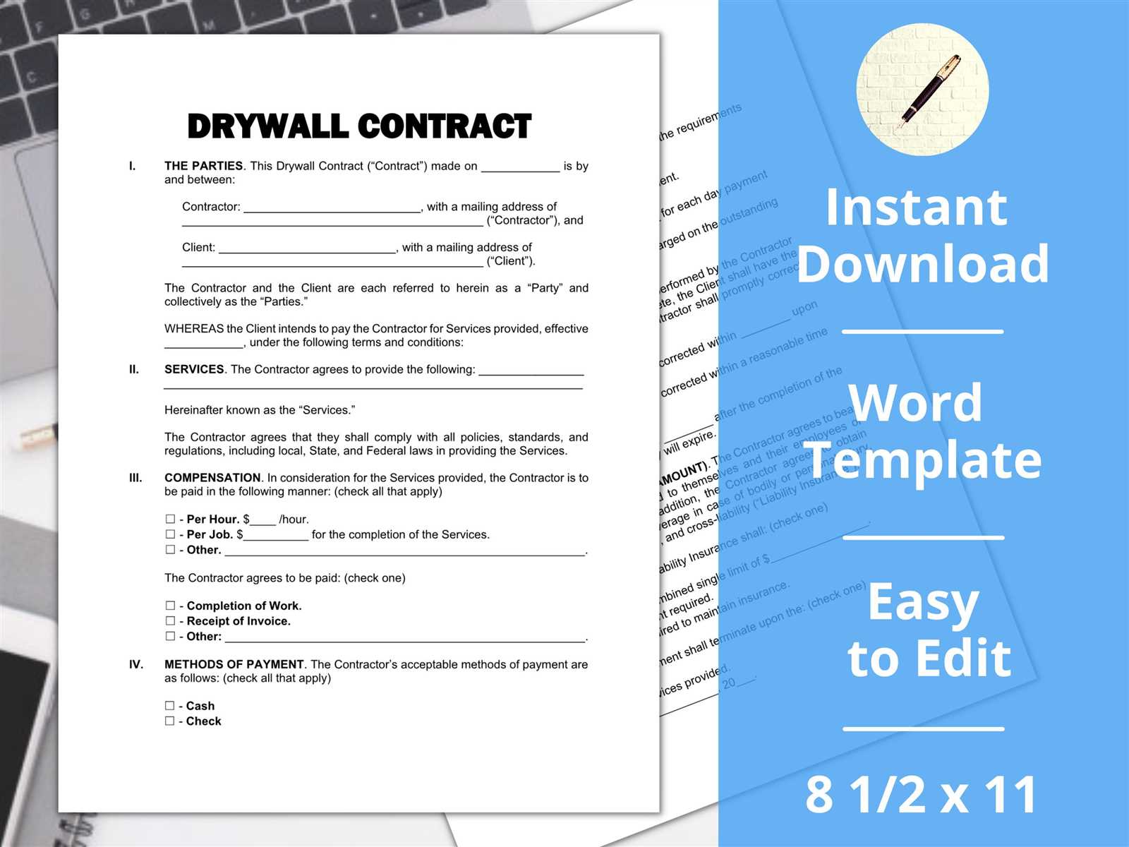 drywall invoice template