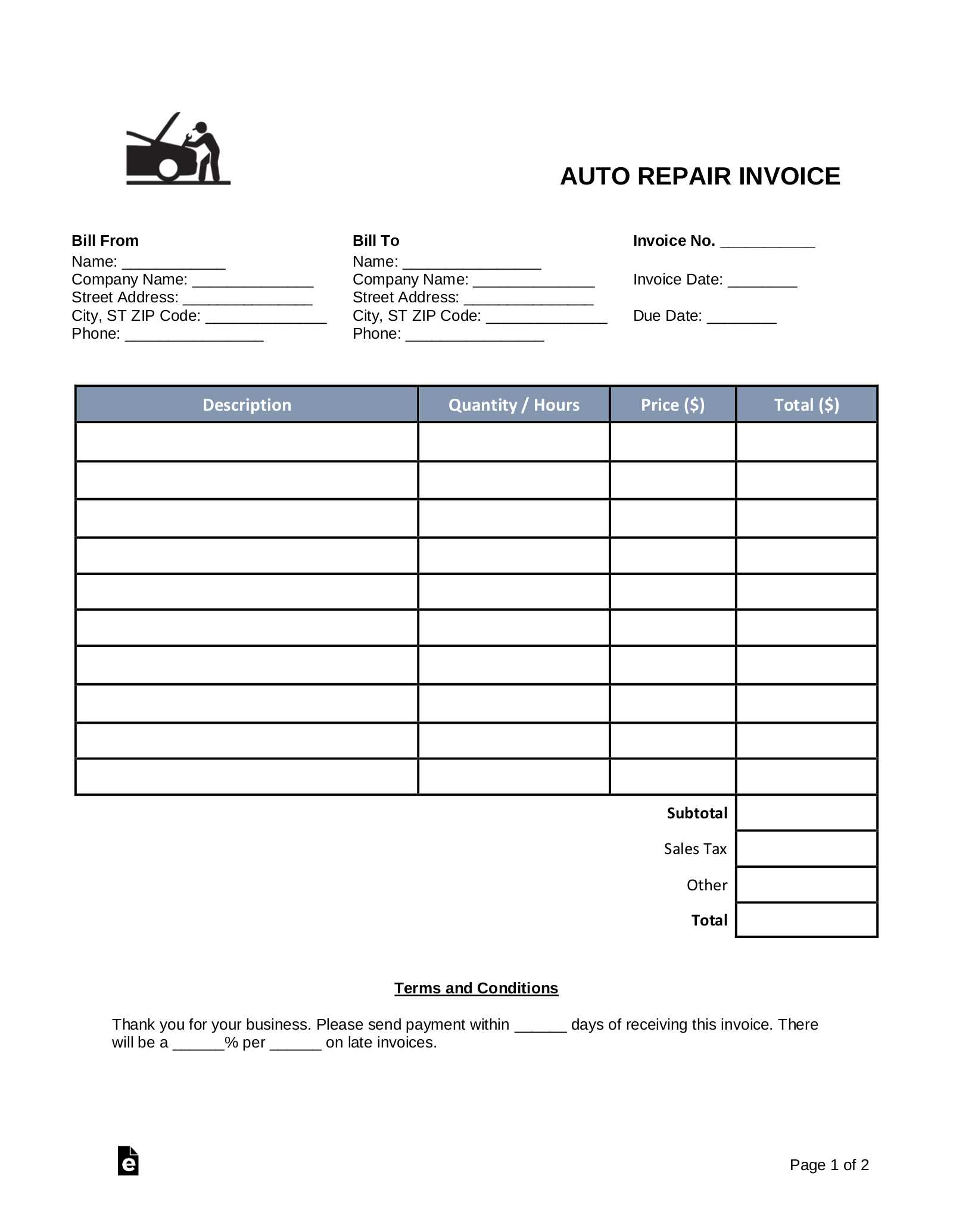 ticket invoice template