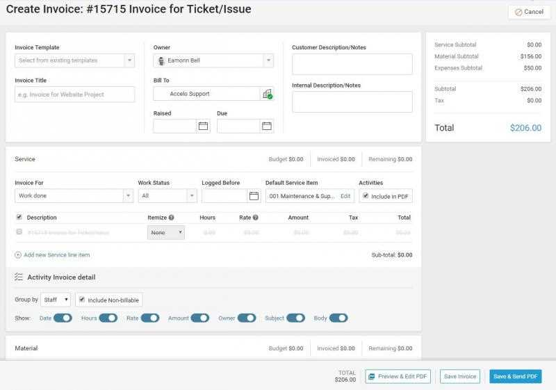 ticket invoice template