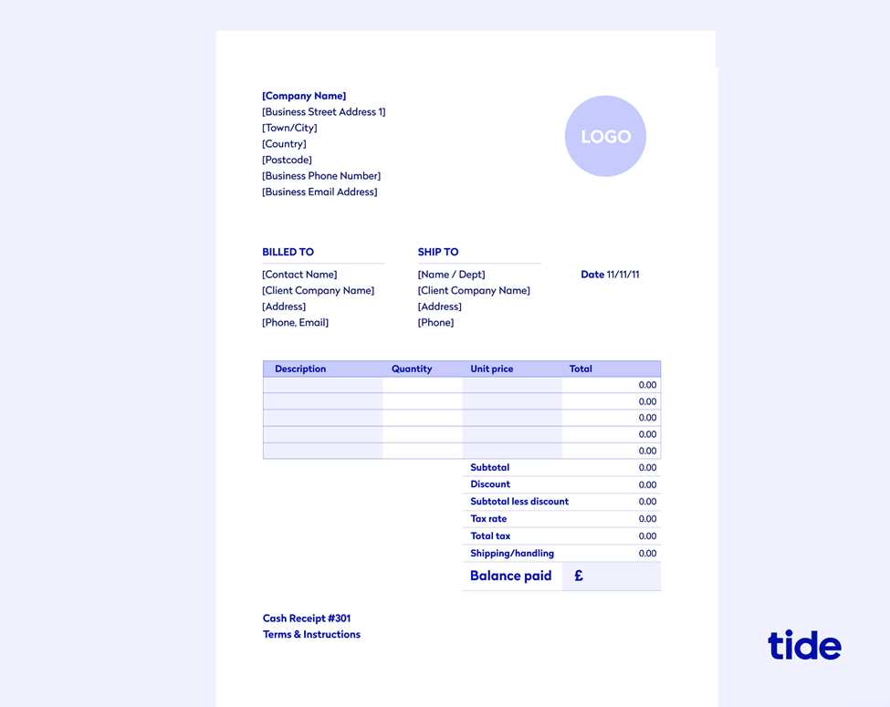 tide invoice template