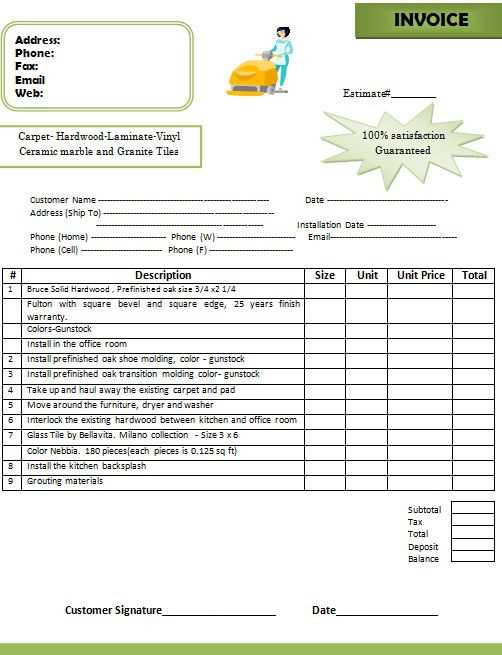 tile invoice template