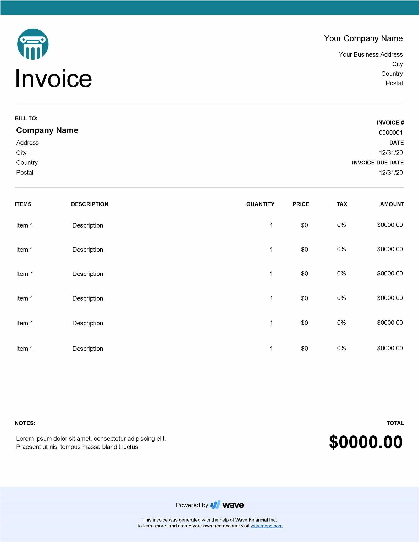 word invoice template canada