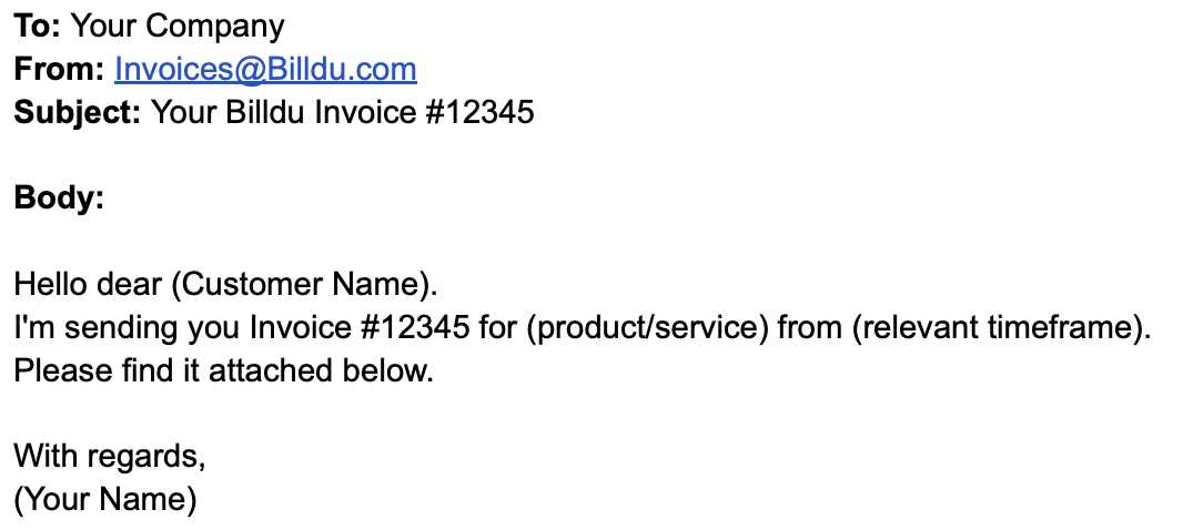 sending invoice email template