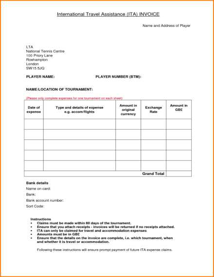 travel invoice template word