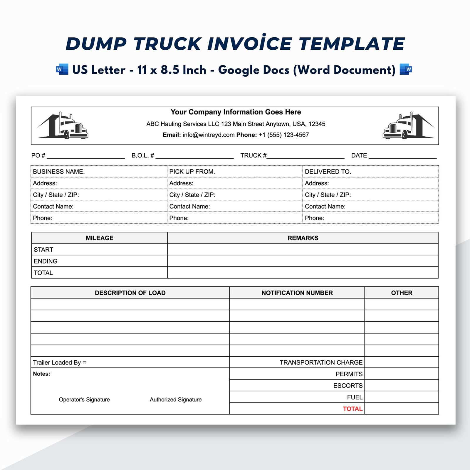 trucker invoice template