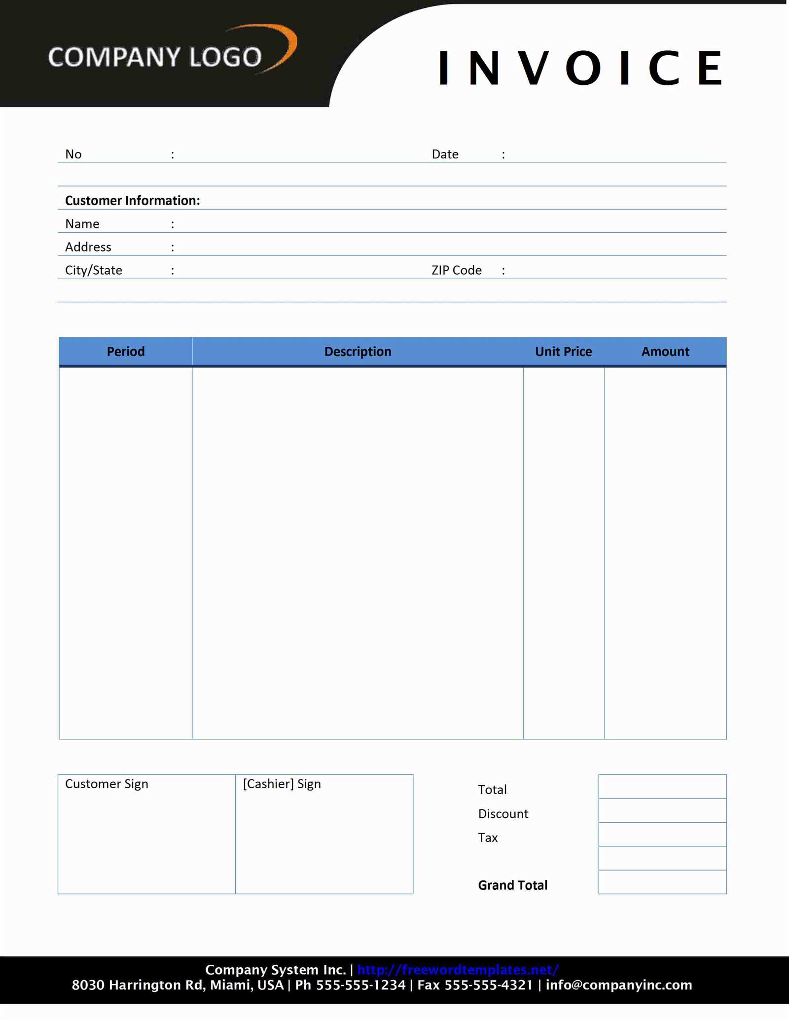 invoice on word template