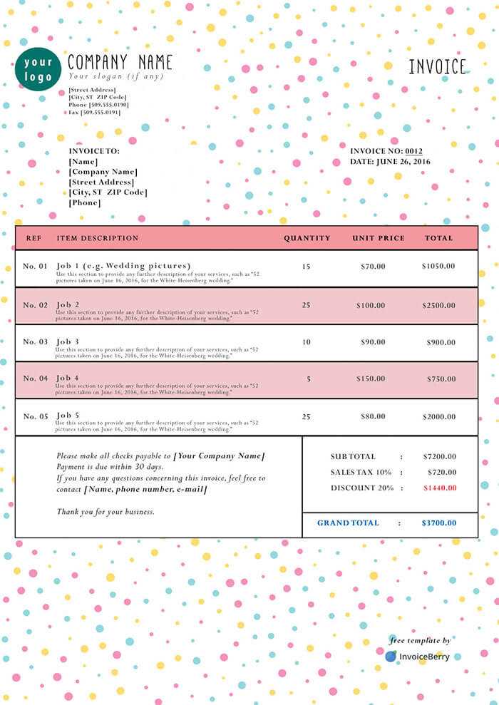 automotive invoice template free