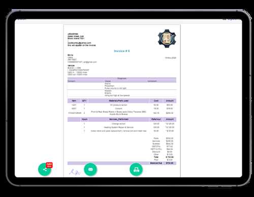 quickbooks auto repair invoice template