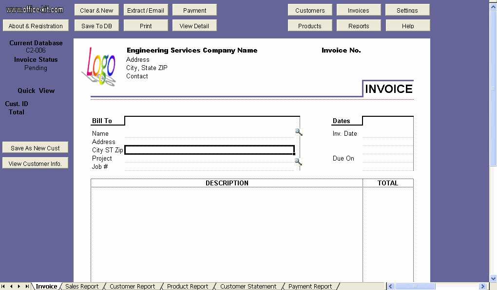 excel invoice template with database free download