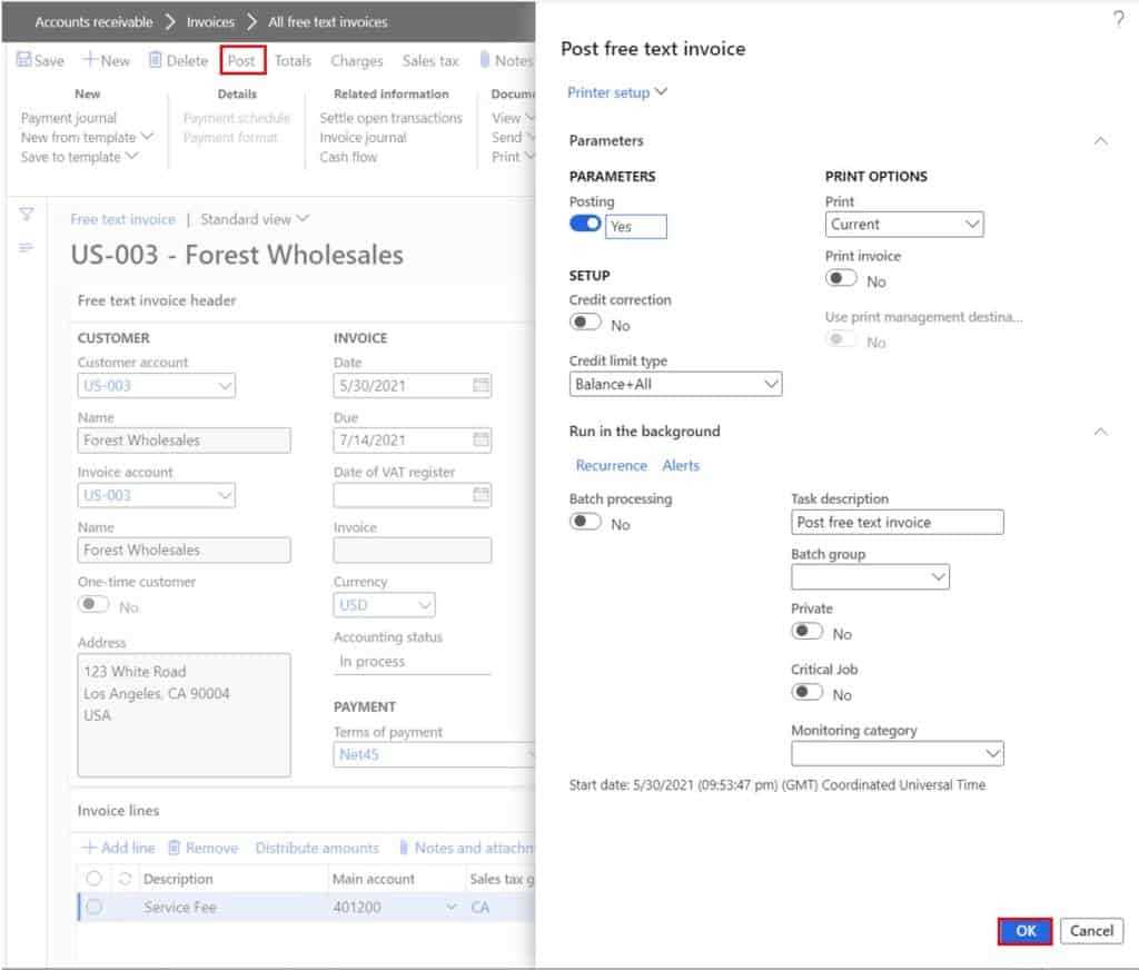 dynamics 365 invoice template