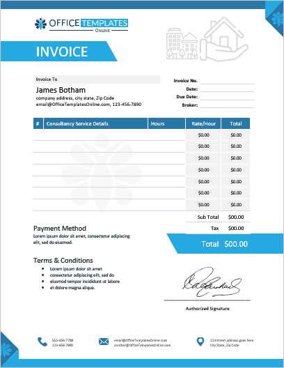 real estate agent invoice template