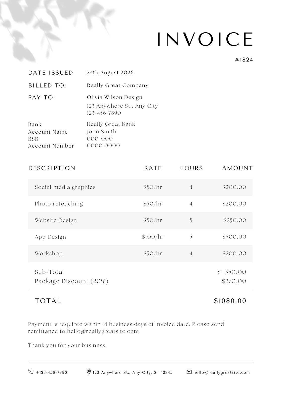 invoice writing template