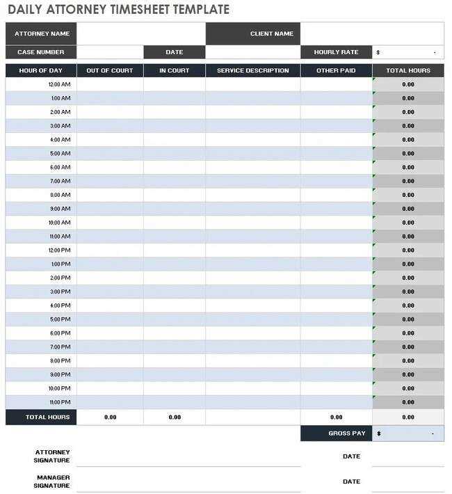 attorney billable hours invoice template