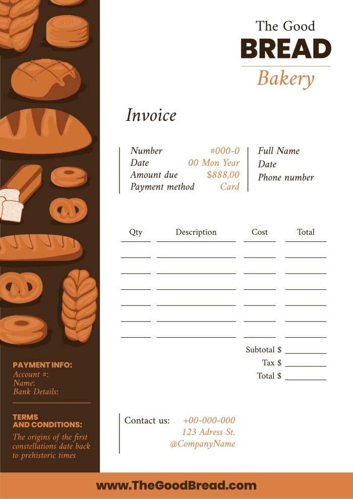 printable cake invoice template