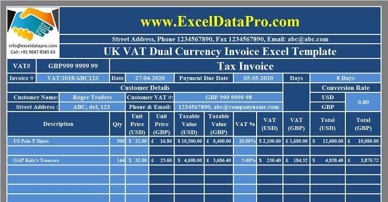 uk invoice template excel