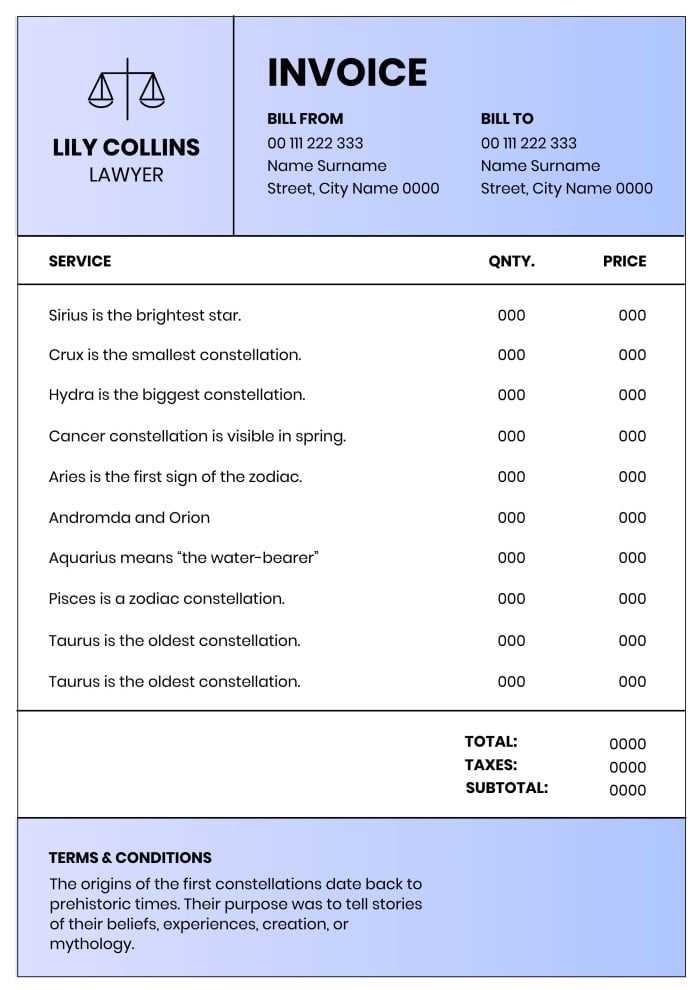 law firm invoice template