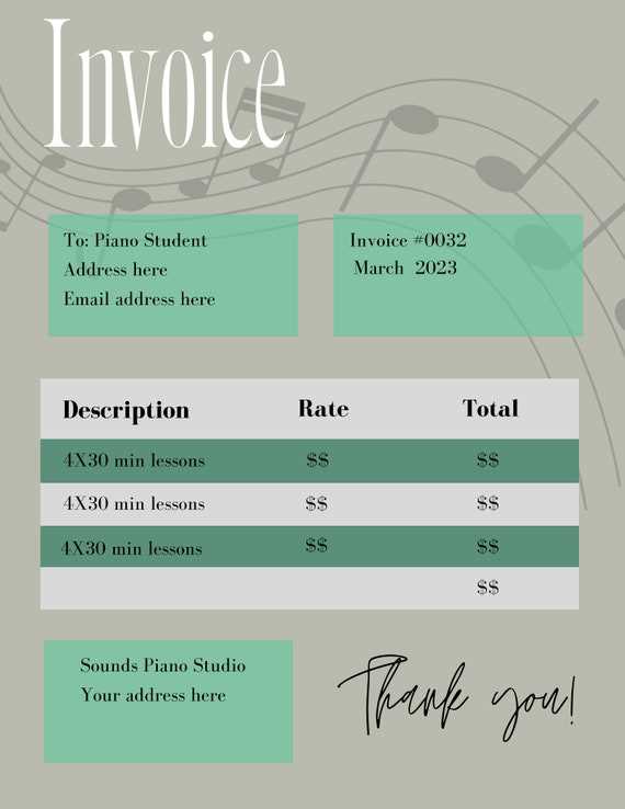 music lesson invoice template