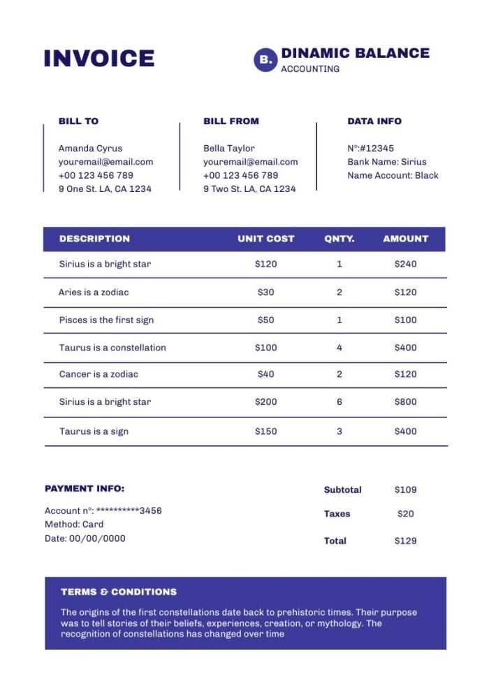 invoice template with balance due