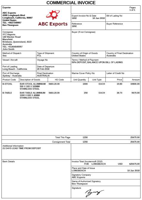 import invoice template