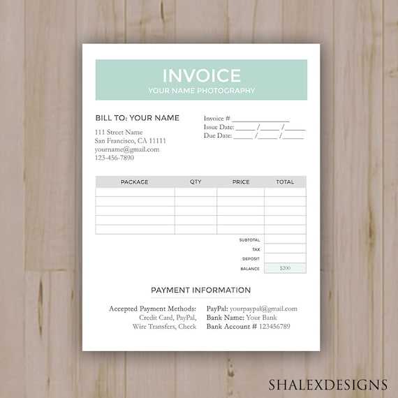 invoice template for photography