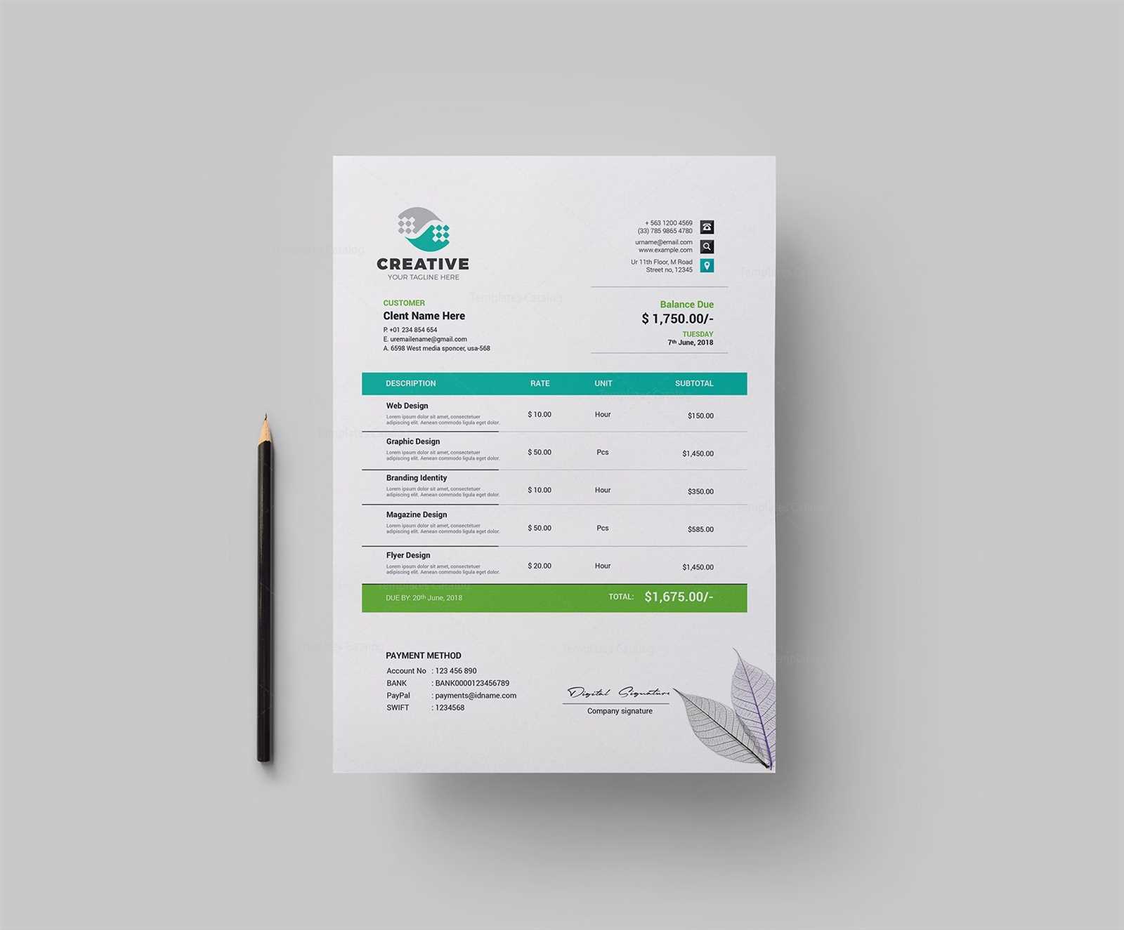 unique invoice template