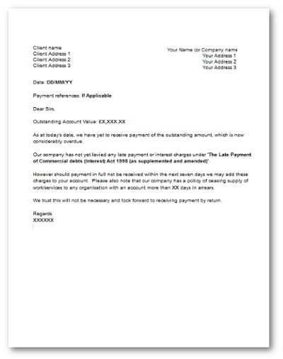 unpaid invoice letter template