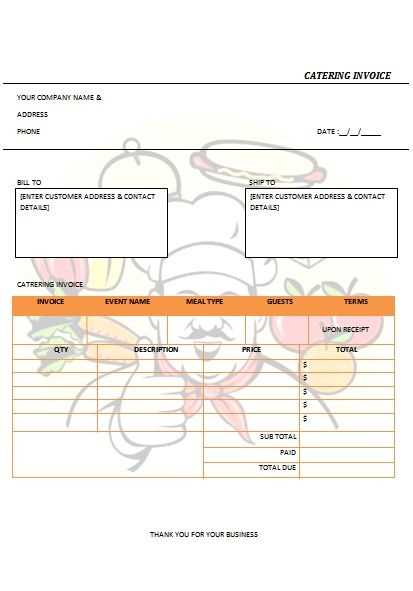 free catering invoice template word